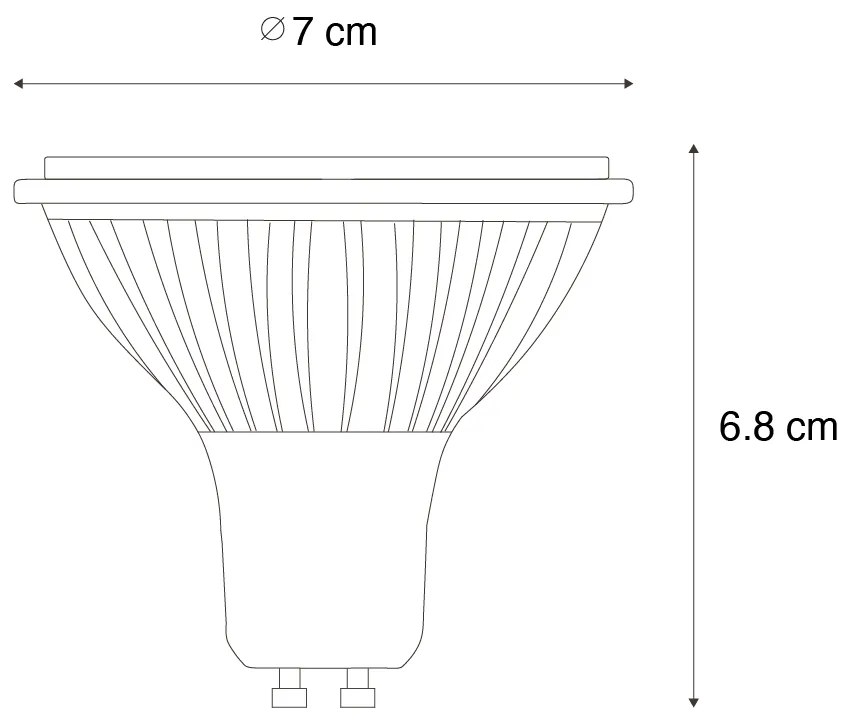 Set van 5 GU10 dimbare LED lamp 70mm 6.5W 600 lm 4000K