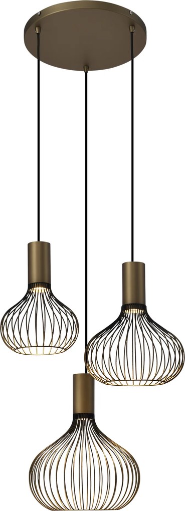 Isabel 3-lichts Hanglamp Zacht Brons