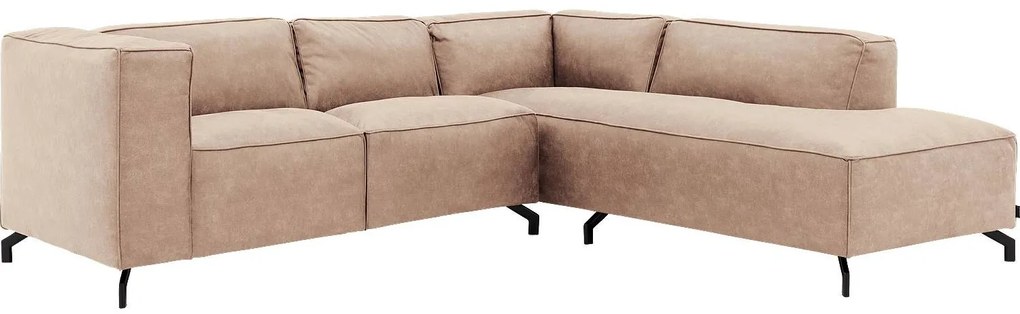 Goossens Bank Calvin beige, micro leer, 2-zits, modern design met ligelement rechts