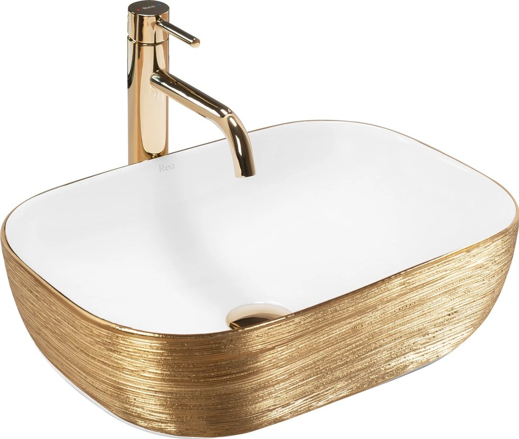 Opzetwastafel Rea Belinda White GOLD BRUSH