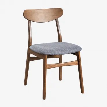 Set Van 4 Eetkamerstoelen In Stof En Hout Cloda Donker Hout - Grijs - Sklum