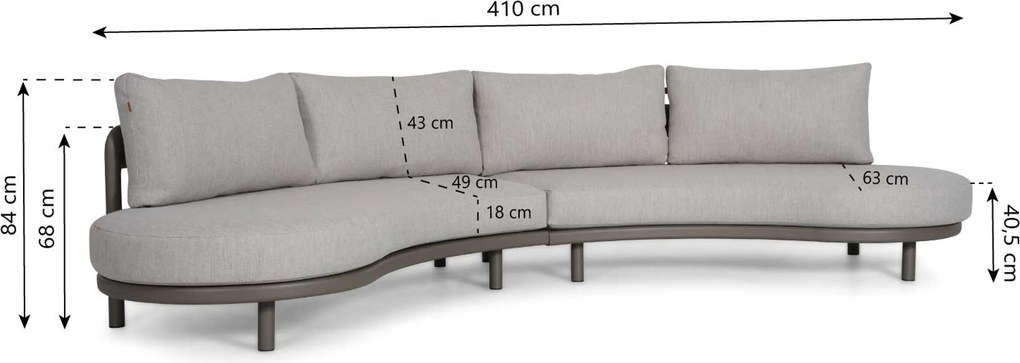 Hoek loungeset 4 personen Aluminium Taupe  Santika Furniture Santika