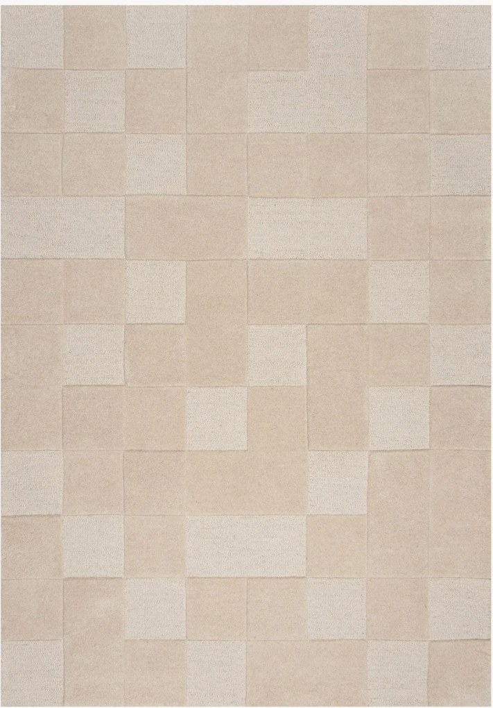 Handgetuft hoog-laag wollen vloerkleed Checkerboard