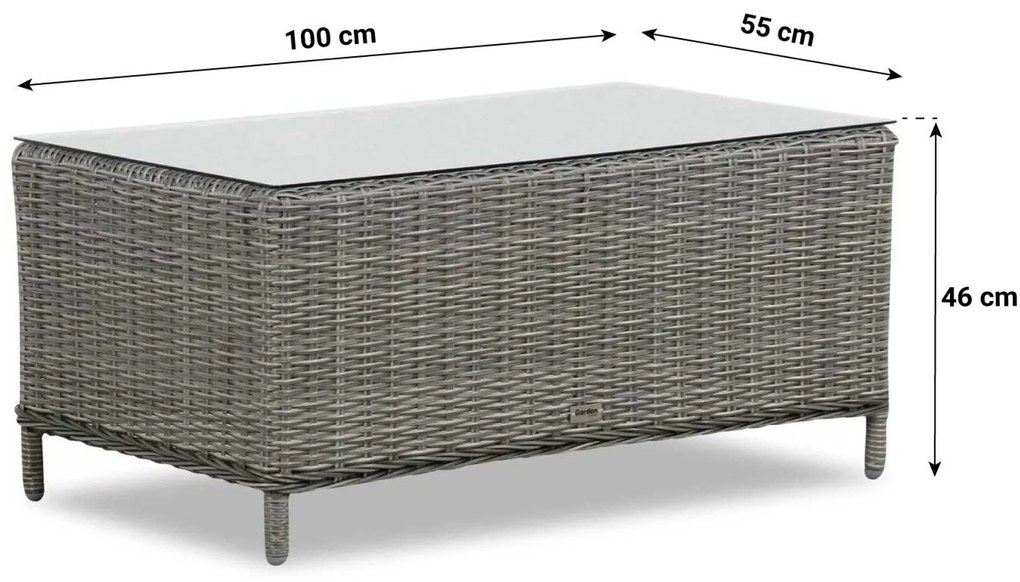 Stoel en Bank Loungeset 4 personen Wicker Grijs Garden Collections New Castle