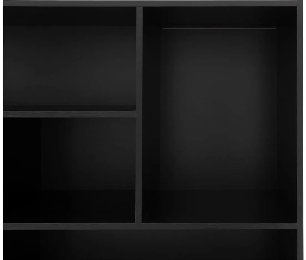 Goossens Basic Buffetkast Madrid, 3 dichte deuren 7 open vakken, zwart melamine, 139 x 191 x 45 cm, elegant chic