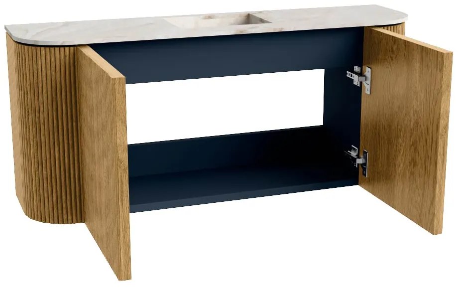 Mondiaz Joya DLux 95cm toiletmeubel ronding links/rechts oak met wastafel faye midden zonder kraangat frappe