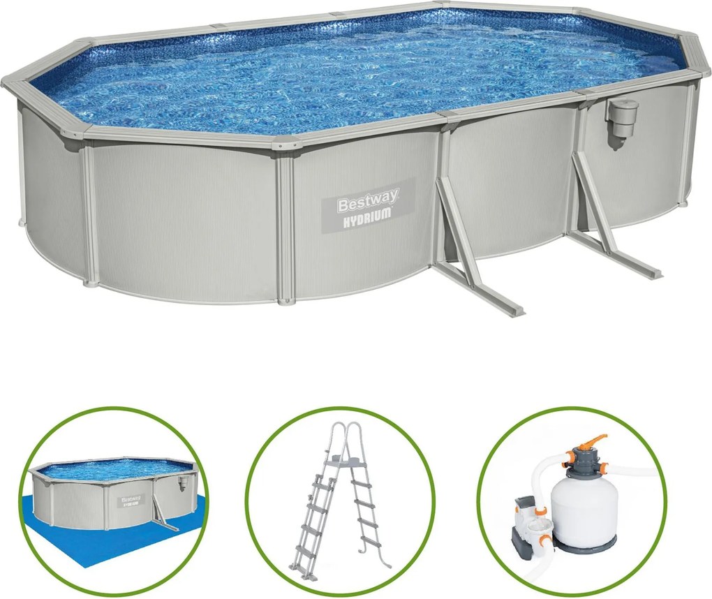 Bestway Hydrium opbouwzwembad - ovaal - L610 x B360 x H120 cm