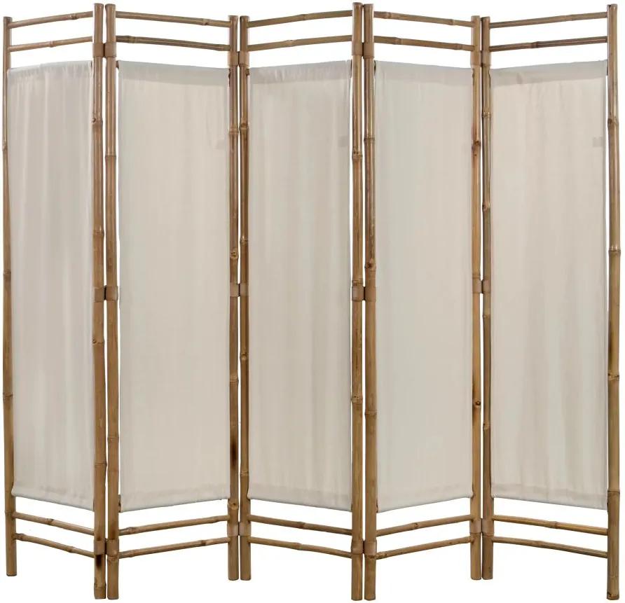 Kamerscherm 5-panelen inklapbaar 200 cm bamboe en canvas