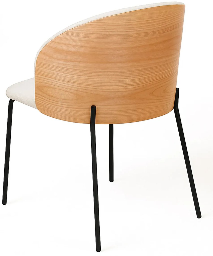 Pack 2 Glacia Stoelen Witte Stof met Houten Beklede Rugleuning