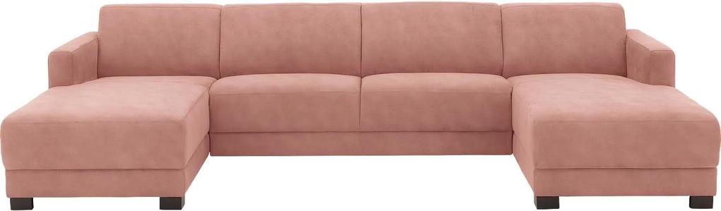 Goossens U-opstelling My Style Microvezel roze, microvezel, 2,5-zits, stijlvol landelijk met chaise longue rechts met chaise longue links
