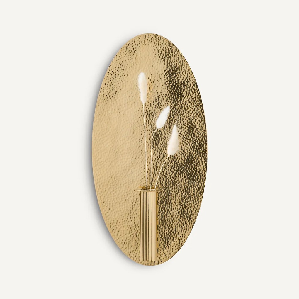 Wandkandelaarvaas, ovaal, messing, Lunou