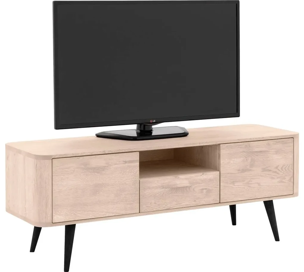 Goossens Tv Meubel Bjarte, 2 deuren 1 lade 1 open vak 135 cm breed