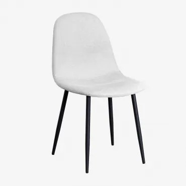 Pak 2 Glamm-eetkamerstoelen In Zwart & Stof Gebroken Wit & Tela - Sklum