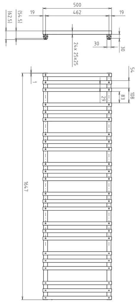 Sapho Fantina handdoekradiator mat zwart 50x165m 666W