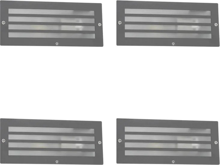 Set van 4 moderne inbouwlamp donker grijs IP44 - Hurricane