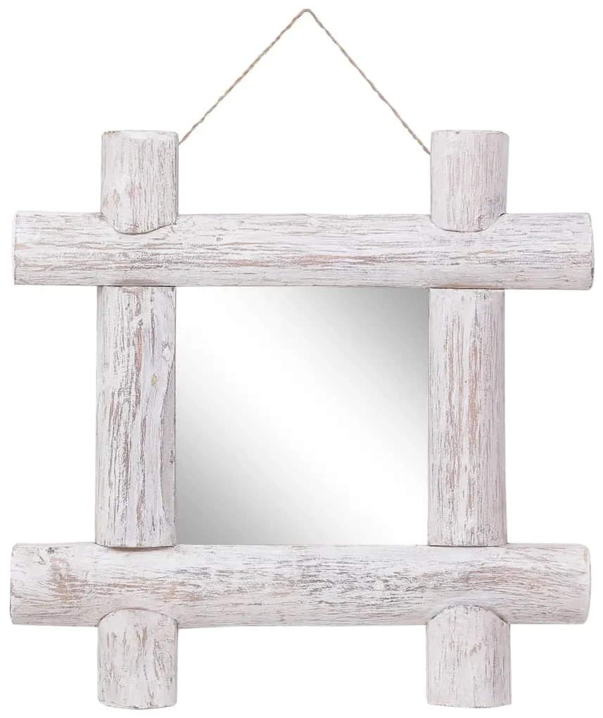 vidaXL Spiegel houtblokken 50x50 cm massief gerecycled hout wit