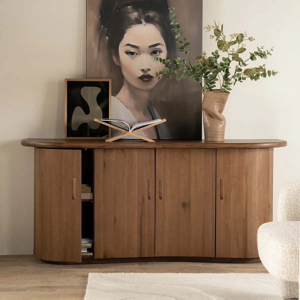 Eleonora Josh Eiken Dressoir Golvend Design Bruin - 180x50x80cm.