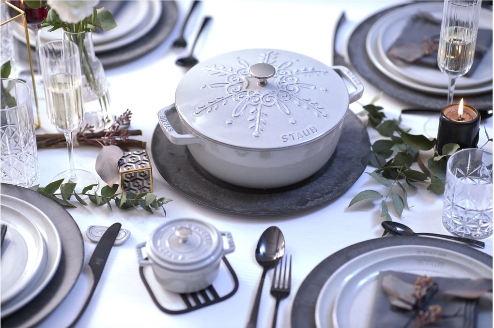 Staub La Cocotte Braadpan Sneeuwvlok 24 cm / 3,6 l, Rond, White truffle - La Cocotte - Staub