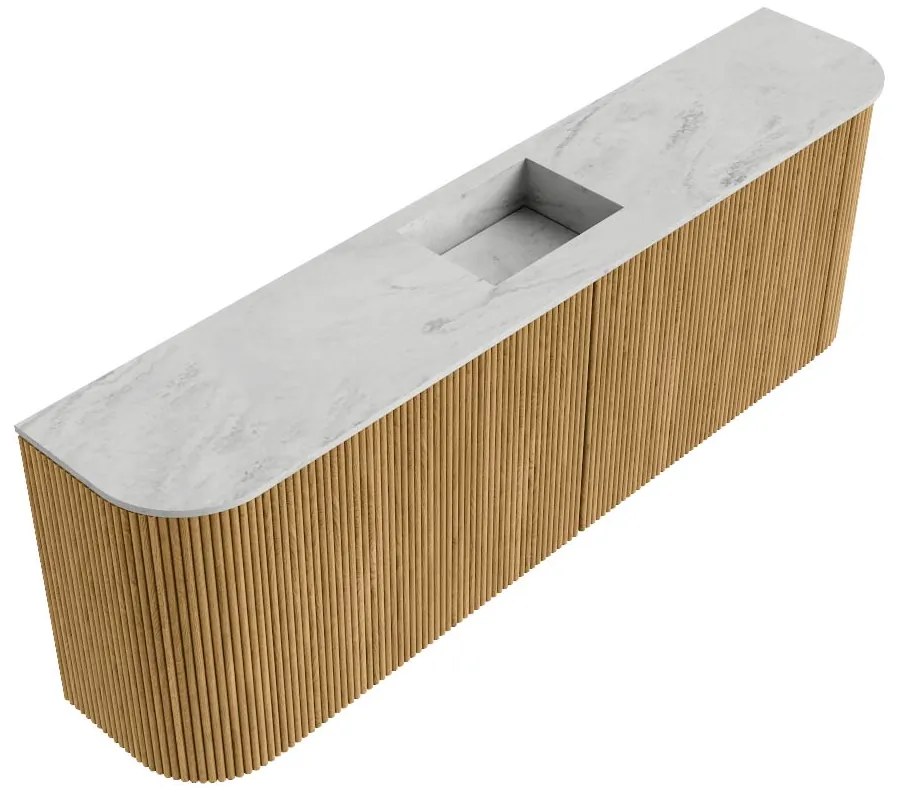 Mondiaz Joya DLux 125cm toiletmeubel ronding links/rechts oak met wastafel faye midden 1 kraangat opalo