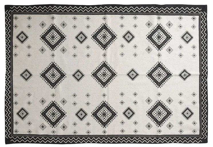Vloerkleed azteken met rand - zwart - 175x120 cm