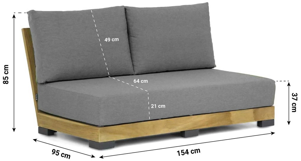 U-Vorm Loungeset 8 personen Teak Old teak greywash Lifestyle Garden Furniture Hilton/Brighton