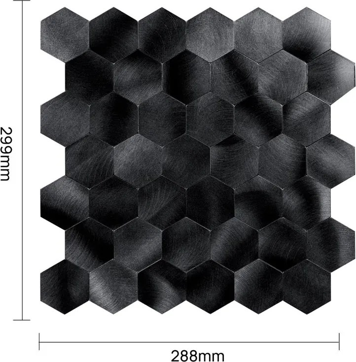 Zelfklevend Mozaïek Hexagon Gun Metal Black - 29.5 cm x 29.5 cm x 0.4 cm | 0.5 kg | Paneli zelfklevende steenstrips