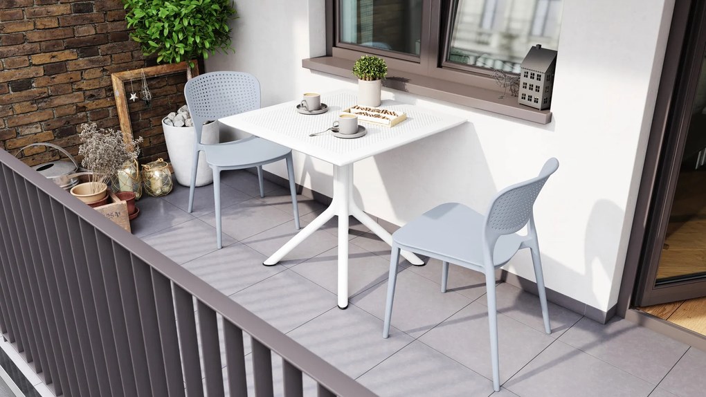 FLAVIO 80x80 Wit - MODERNE VIERKANTEN TUINTAFEL (voor keuken, café, tuin)