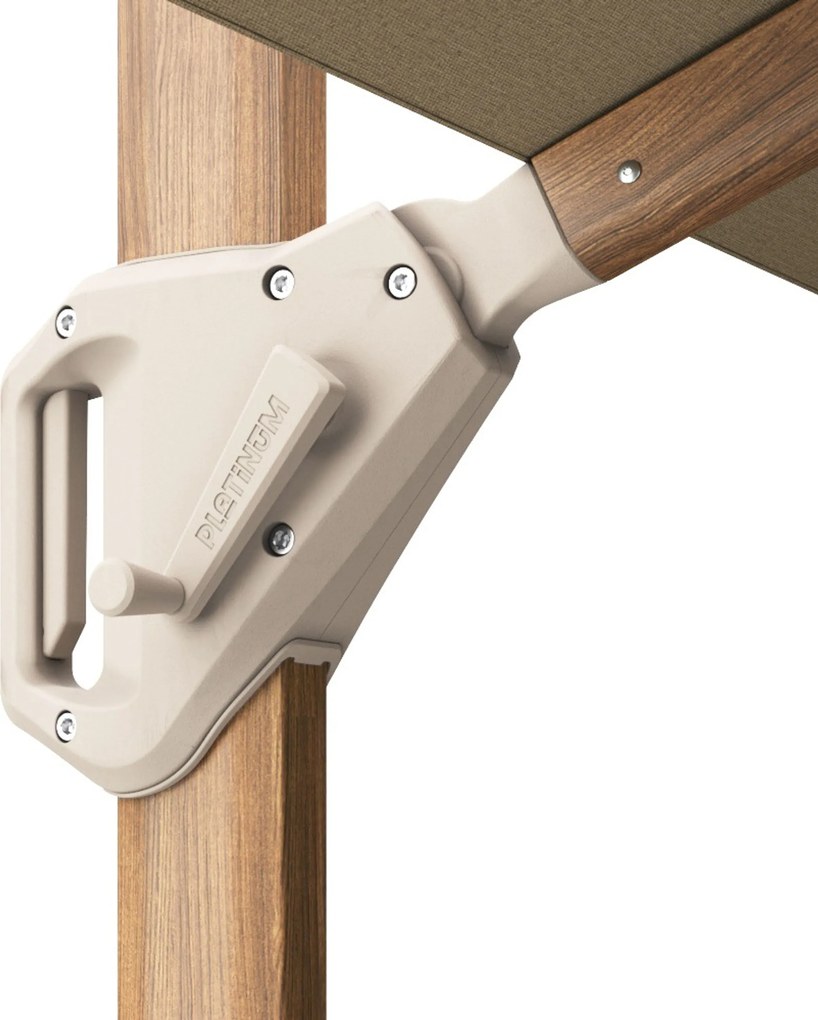 Platinum Challenger zweefparasol 4x3m T1 premium (excl. voet) teak look frame/Champagne