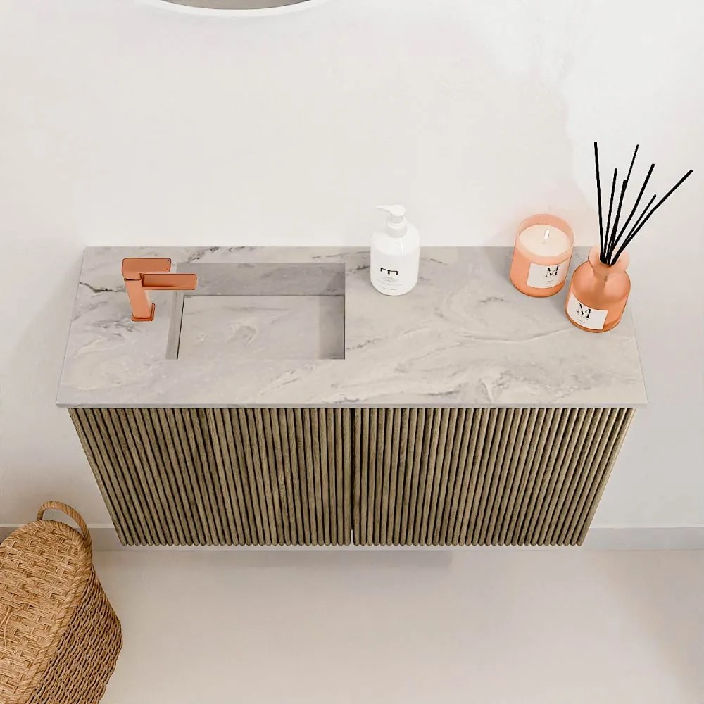 Mondiaz Joya DLux 70cm toiletmeubel dusk met wastafel faye links 1 kraangat glace