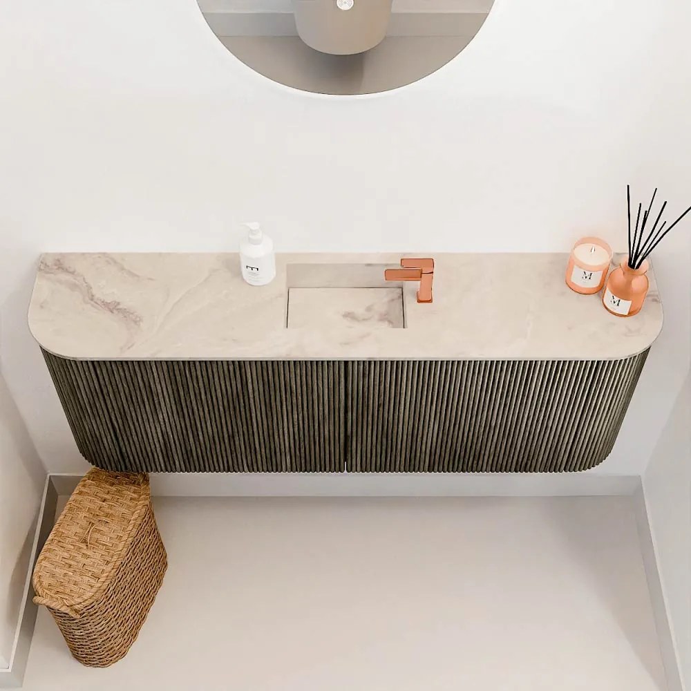 Mondiaz Joya DLux 115cm toiletmeubel ronding links/rechts shadow met wastafel faye midden 1 kraangat frappe