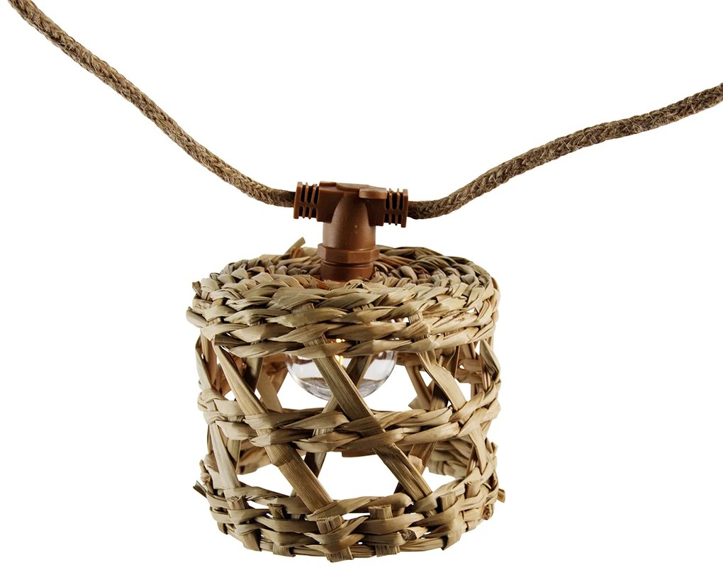 Buitenlamp Lichtsnoer bruin 8m 10-lichts IP44 solar - AlbaOosters E14 IP44 Buitenverlichting rond