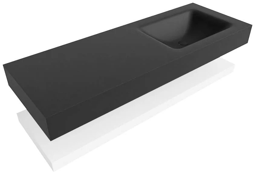 Zaro Alan badmeubel 130cm met planchet talc en vrijhangende wastafel cloud rechts 1 kraangat urban