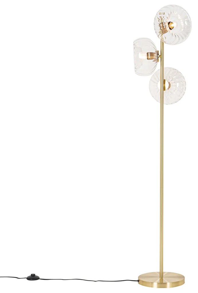 Art Deco vloerlamp goud met glas 3-lichts - Ayesha