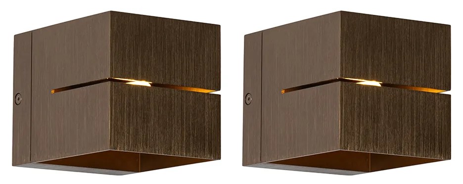 Set van 2 smart wandlampen donkerbrons 9,7 cm incl. Wifi G9 - Transfer Groove