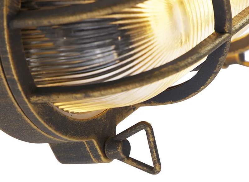 Wand en plafondlamp goud/messing ovaal IP44 - Noutica