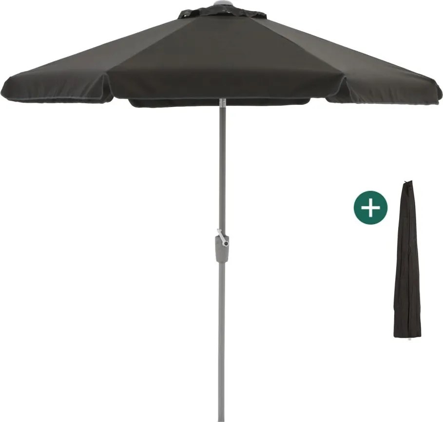 Parasol Shadowline Aruba | Inclusief hoes | Rond | 250cm | Met draaihendel | Zwart | Kees Smit Tuinmeubelen