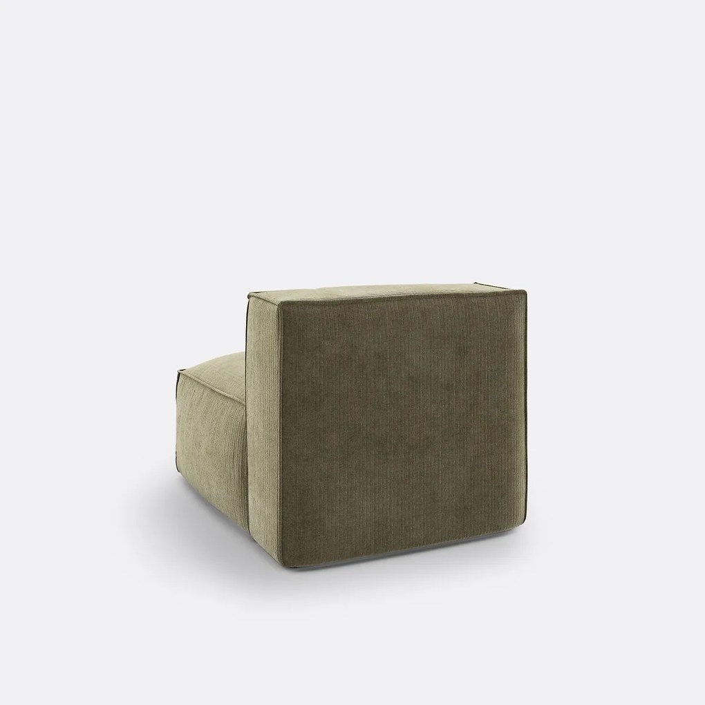 Fauteuil voor modulaire bank, in vintage ribfluweel, Seven