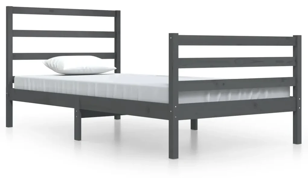 vidaXL Bedframe massief grenenhout grijs 100x200 cm