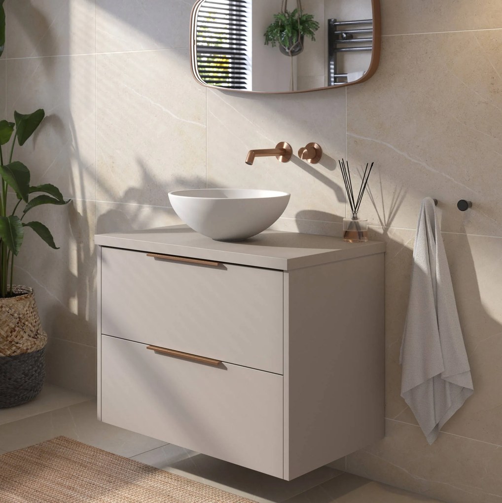 Saqu Lima badmeubel incl. afdekblad 80x51x62cm mat greige – koperen greep