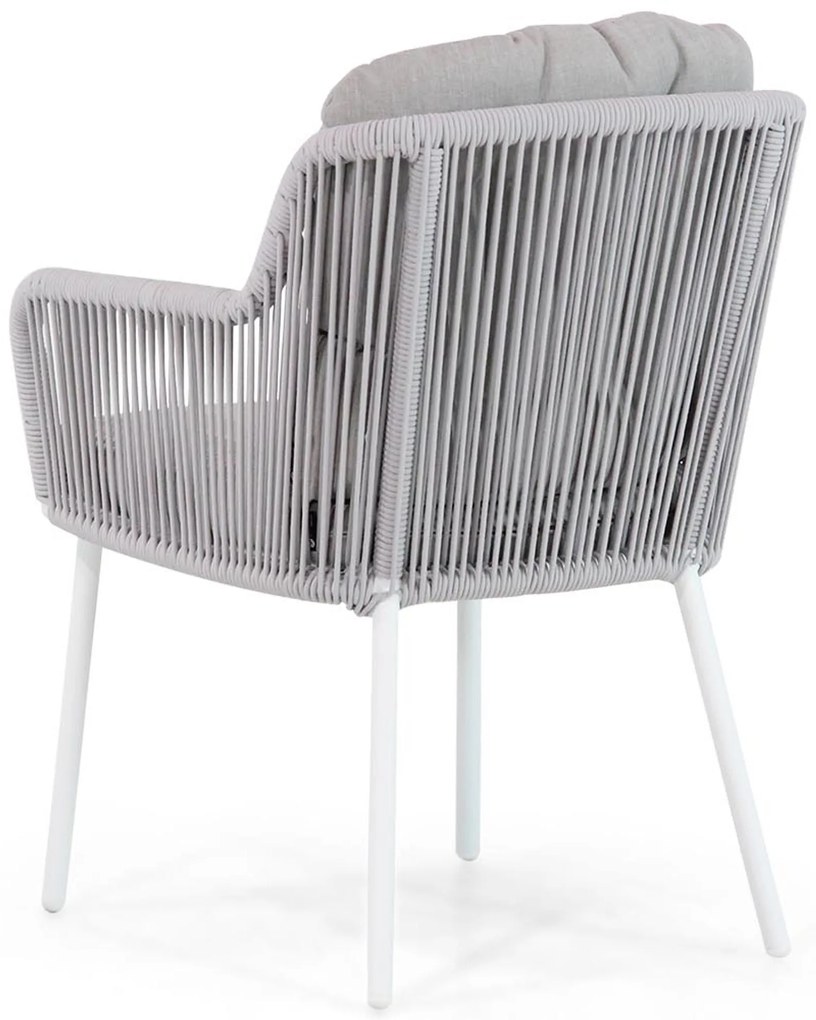 Tuinset 6 personen 220 cm Rope /Aluminium/teak Wit Santika Furniture Santika