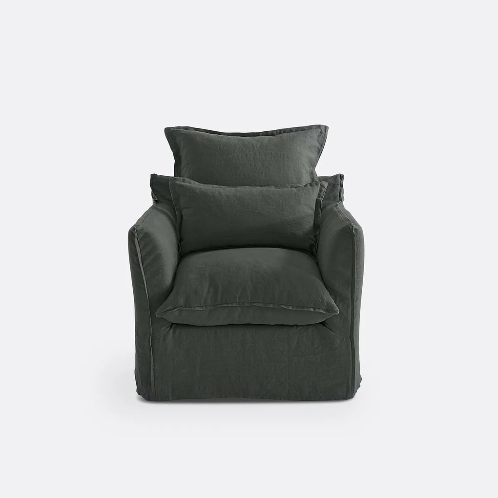 Fauteuil, afneembare hoezen, in gekreukt linnen, Odna