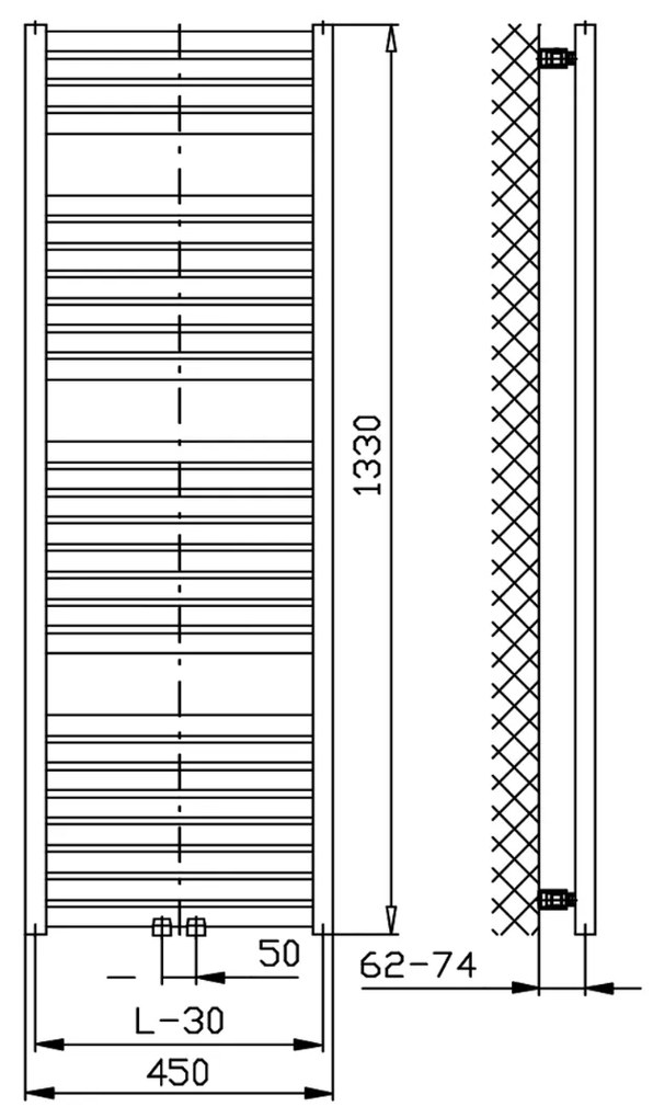 Sapho Tondi radiator zwart mat 45x133cm 561W