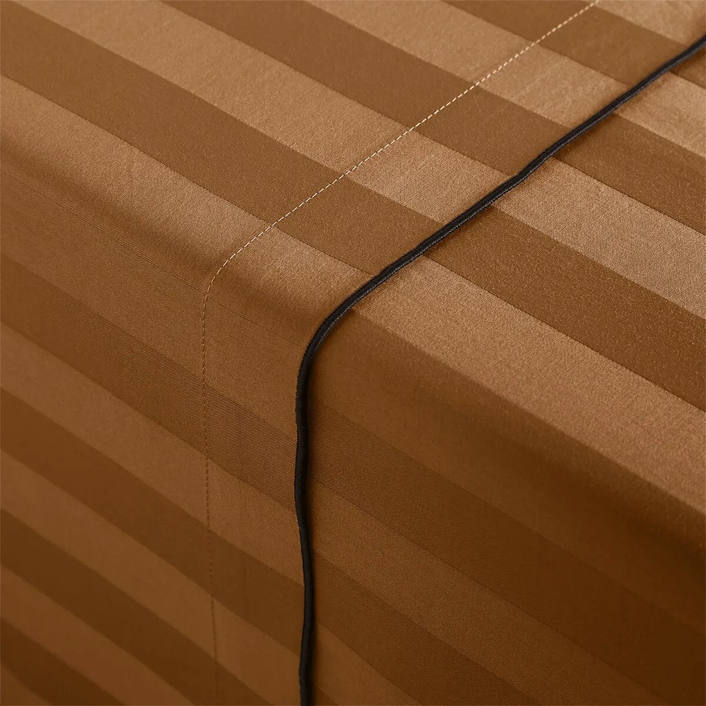 Plat laken in gewassen satijnkatoen, Victor, gestreept