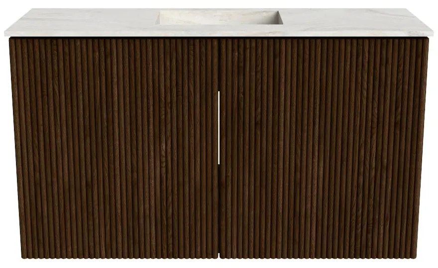 Mondiaz Joya DLux 70cm toiletmeubel walnut met wastafel faye midden zonder kraangat ostra