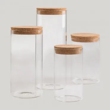 Set Van 4 Glazen Potten Launun Transparant - Sklum