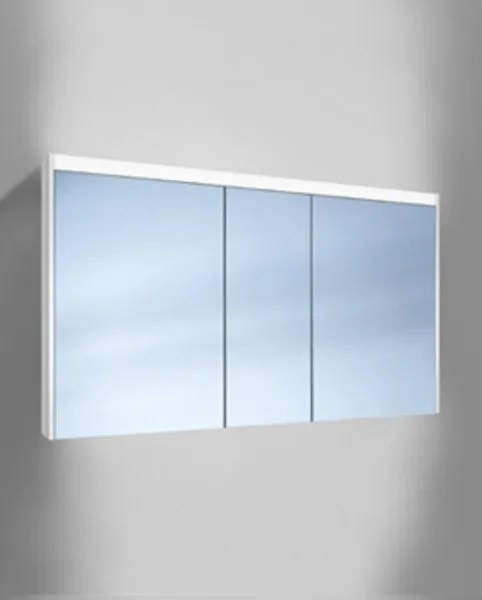 Schneider O-Line spiegelkast met 3 deuren (50/30/50) met LED verl. boven en indirecte verl. onder 130x74.5x12.5cm v. opbouwmontage 1643310202