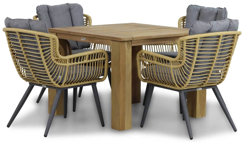 Tuinset 4 personen 100 cm Wicker/Aluminium/Aluminium/wicker Taupe Coco Azzano/Brighton