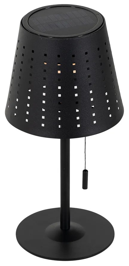 Buiten tafellamp zwart incl. LED 3-staps dimbaar oplaadbaar en solar - Ferre