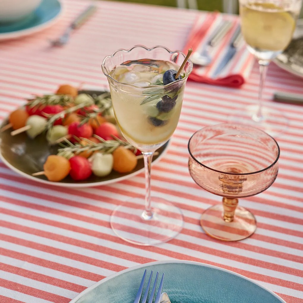 Set van 2 champagneglazen met geribbeld glas, Brissa