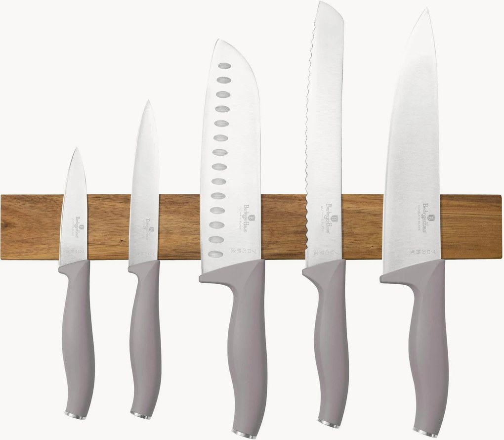 Keukenmessen Taupe met magnetische hanger, 6-delig